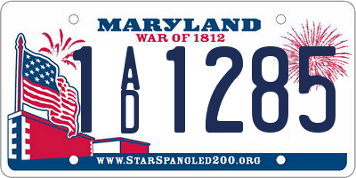 MD license plate 1AD1285