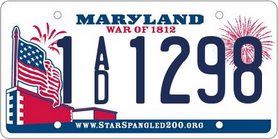 MD license plate 1AD1298