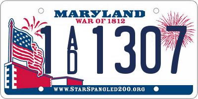 MD license plate 1AD1307