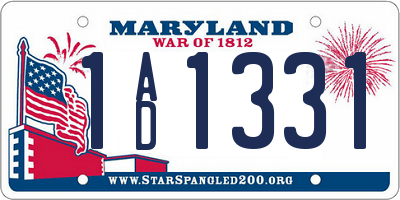 MD license plate 1AD1331