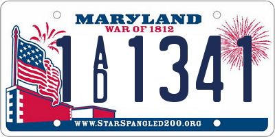 MD license plate 1AD1341