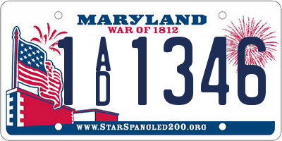 MD license plate 1AD1346