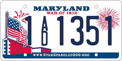 MD license plate 1AD1351