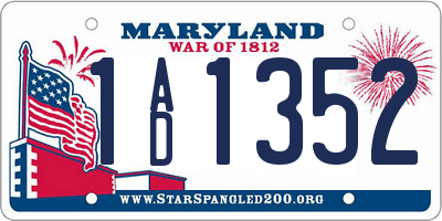 MD license plate 1AD1352