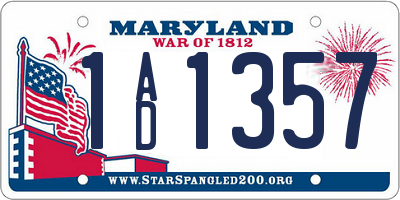 MD license plate 1AD1357