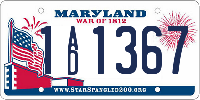 MD license plate 1AD1367