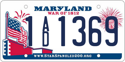 MD license plate 1AD1369