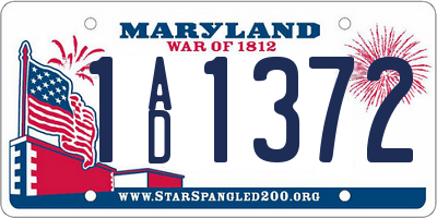 MD license plate 1AD1372
