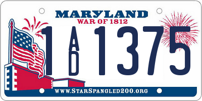 MD license plate 1AD1375