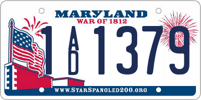 MD license plate 1AD1379