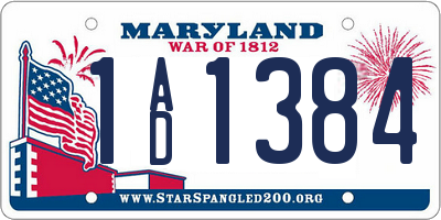 MD license plate 1AD1384