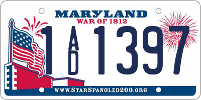 MD license plate 1AD1397
