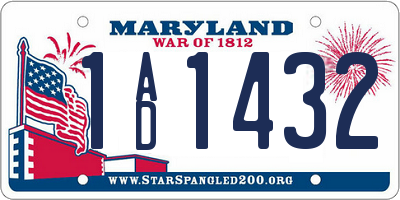 MD license plate 1AD1432