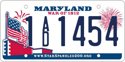 MD license plate 1AD1454