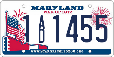 MD license plate 1AD1455