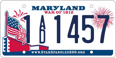 MD license plate 1AD1457