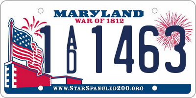 MD license plate 1AD1463