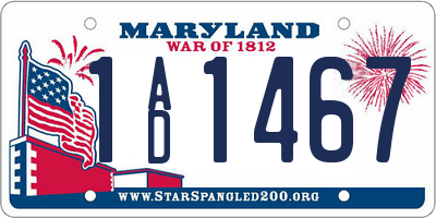 MD license plate 1AD1467