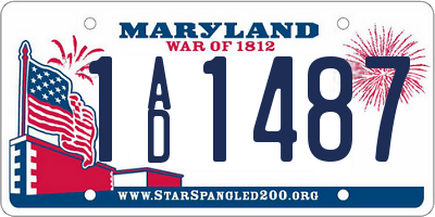MD license plate 1AD1487