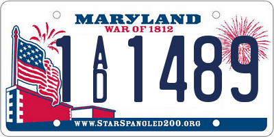 MD license plate 1AD1489