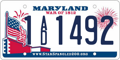 MD license plate 1AD1492