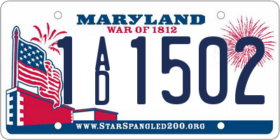 MD license plate 1AD1502
