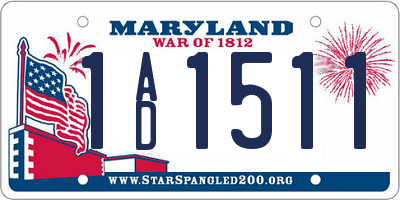 MD license plate 1AD1511