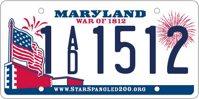 MD license plate 1AD1512
