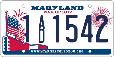 MD license plate 1AD1542