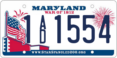 MD license plate 1AD1554