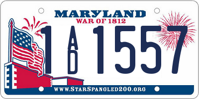 MD license plate 1AD1557