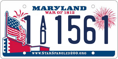 MD license plate 1AD1561