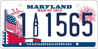 MD license plate 1AD1565