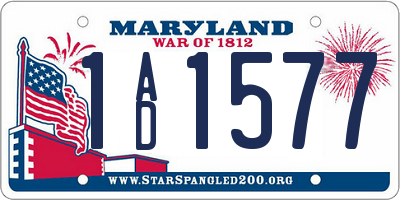 MD license plate 1AD1577