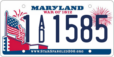 MD license plate 1AD1585