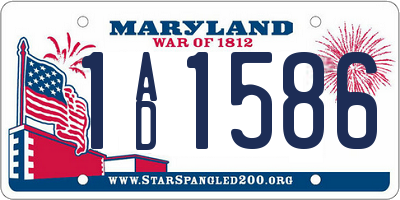 MD license plate 1AD1586
