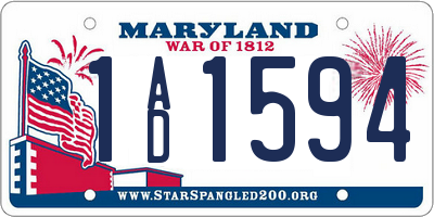 MD license plate 1AD1594