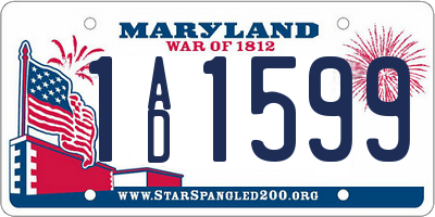 MD license plate 1AD1599