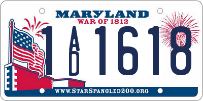 MD license plate 1AD1618