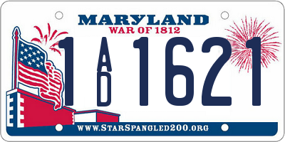 MD license plate 1AD1621