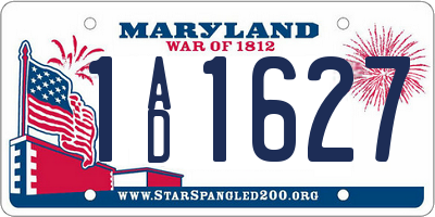 MD license plate 1AD1627
