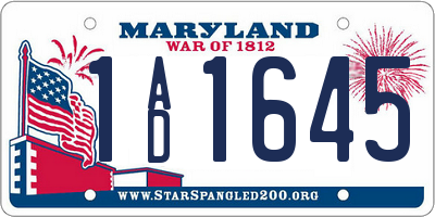 MD license plate 1AD1645