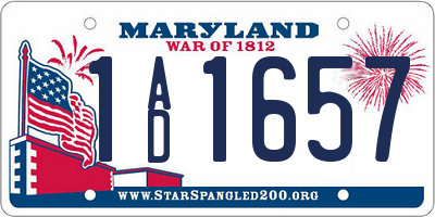 MD license plate 1AD1657