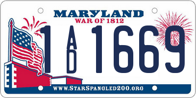 MD license plate 1AD1669