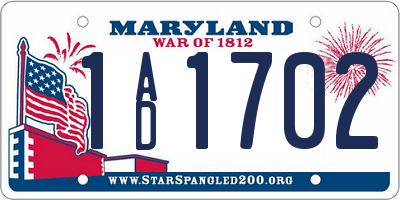 MD license plate 1AD1702