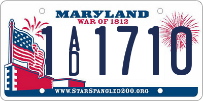 MD license plate 1AD1710