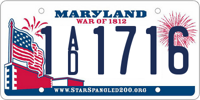 MD license plate 1AD1716