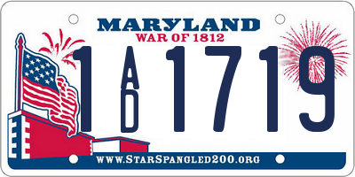 MD license plate 1AD1719