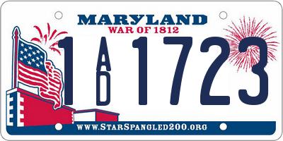 MD license plate 1AD1723