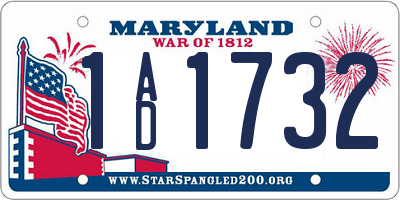 MD license plate 1AD1732